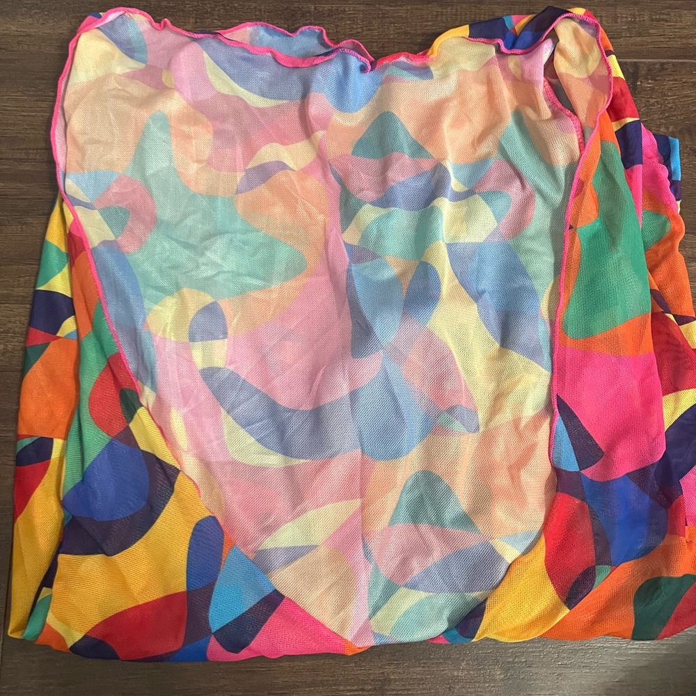 3 piece swim suit, triangle top with bottoms and cover up, size L